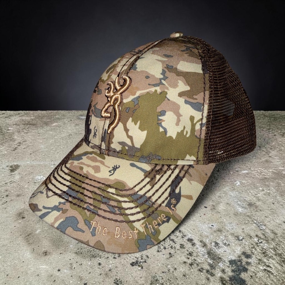 Browning Camo Trucker Hat The Best There Is Buckmark Logo Mesh Back Cap OSFM